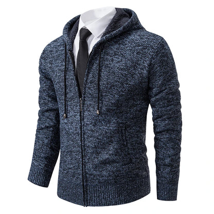 Men's Fleece Stand Collar Zip-Up Sweater Jacket