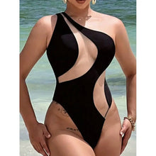 Cikini Solid Color Hollow Shoulder One-Piece Swimsuit