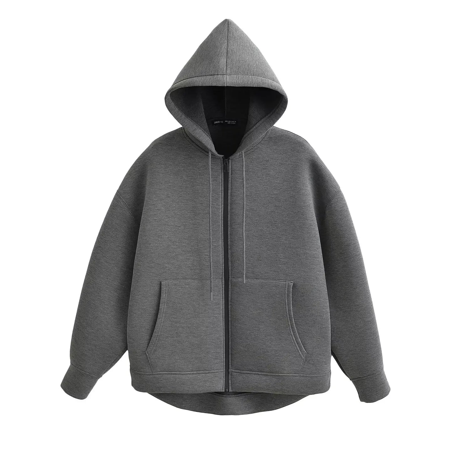 Women's Casual Loose Hooded Zip-Up Jacket with Big Pockets