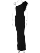 Black Sleeveless One Shoulder Elegant Long Dress