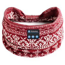 Wireless Bluetooth Floral Print Headband Headphones with Headset Microphone