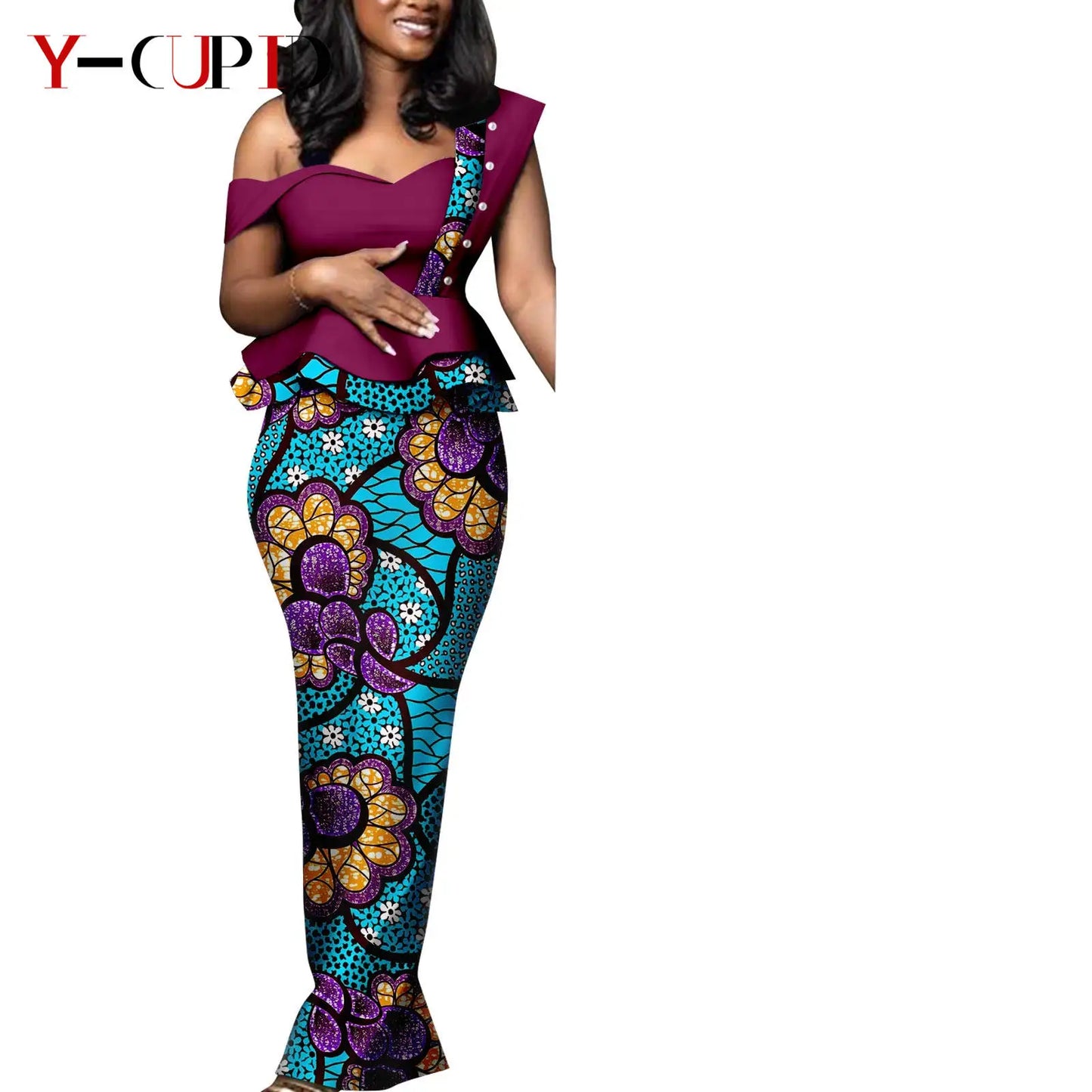 African Print Matching Couple Outfits Men's Dashiki Shirt Set & Women's Dress