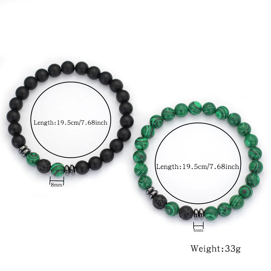 2Pcs 8mm Tiger Eyes Malachite Obsidian Hematite Stone Positive Energy Bracelet
