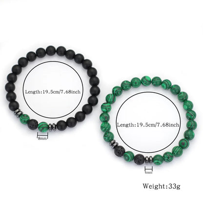 2Pcs 8mm Tiger Eyes Malachite Obsidian Hematite Stone Positive Energy Bracelet