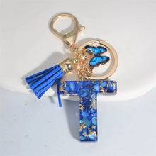 Blue Glazed Stone A To Z Letter Keychain