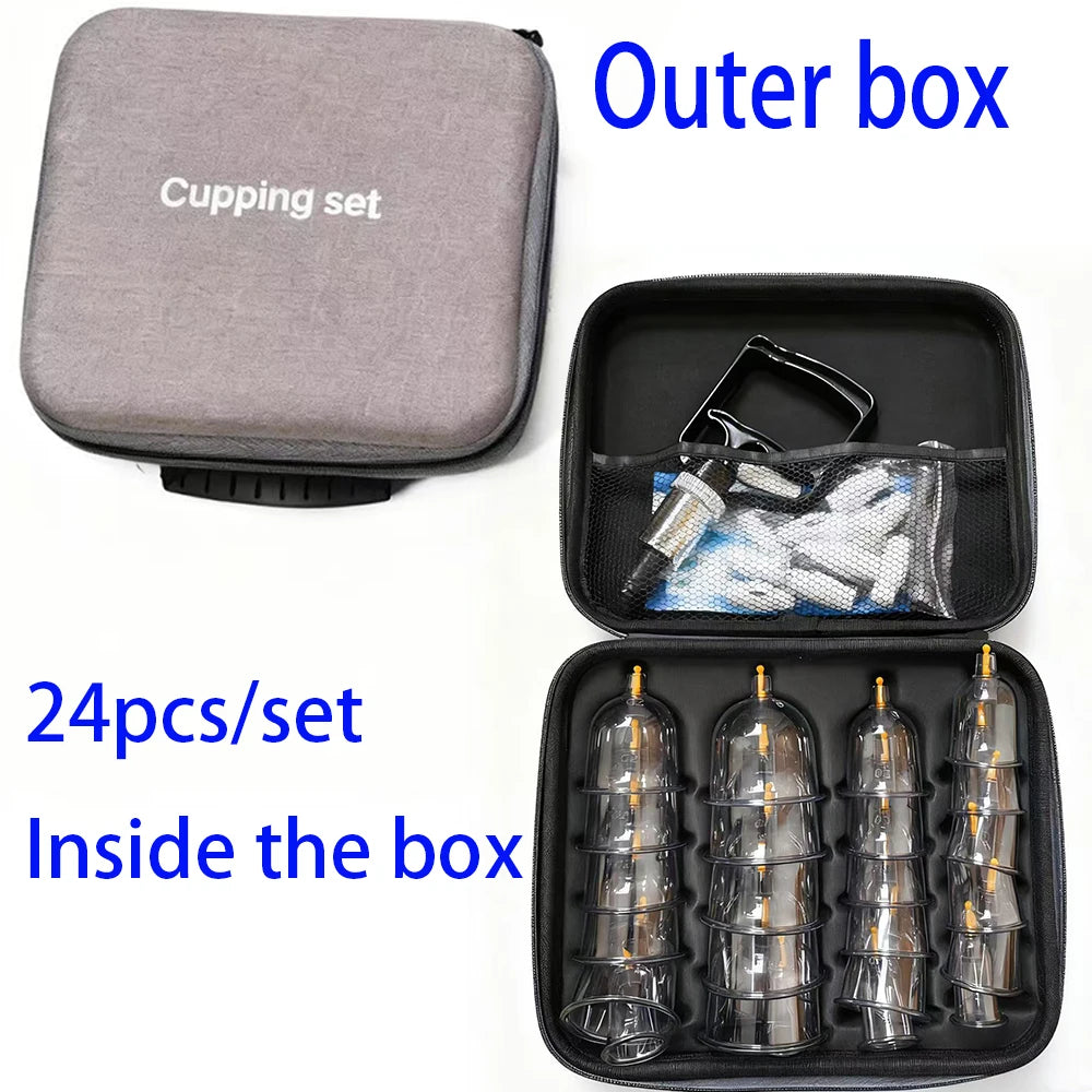 24/12Pcs Cupping Relaxation Set with Hand Pump & Guide