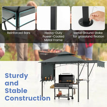 13x5' Grill Gazebo with Dual Side Awnings, 2 Shelves, 7 Hooks, Adjustable Shadow