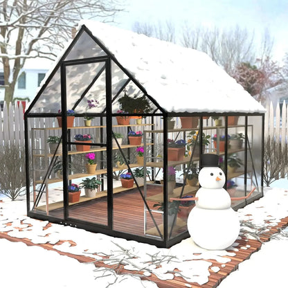 6 x 8FT Polycarbonate Greenhouse with Roof Air Vent