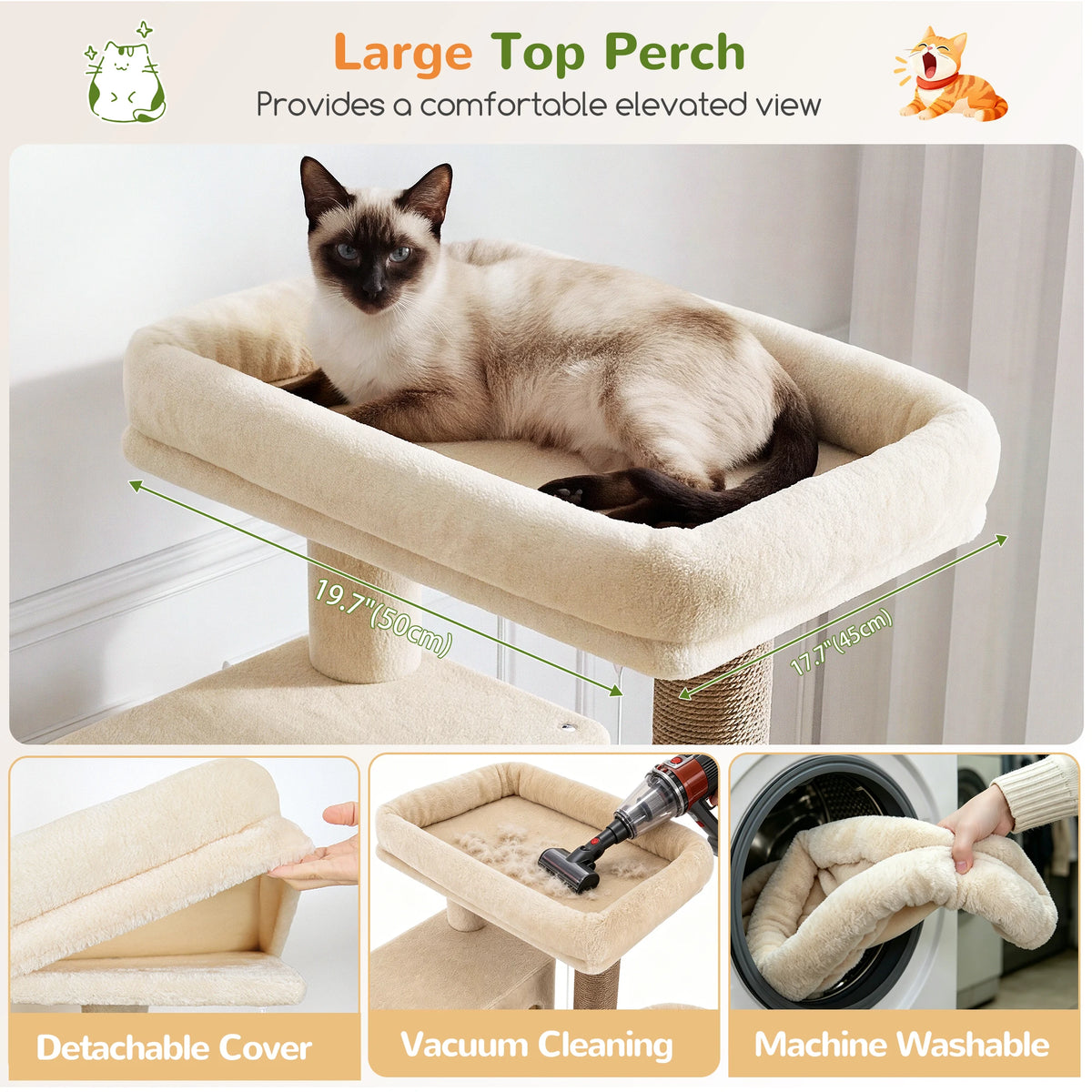 Globlazer 70" Multi-Level Cat Tree Tower with Sisal Scratching Posts, Condos & Hammocks
