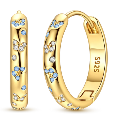 925 Sterling Silver CZ Zircon Gold-Plated Hoop Earrings – Sparkling Minimalist Jewelry