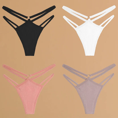 FINETOO 4Pcs Cotton Double Thin Thongs