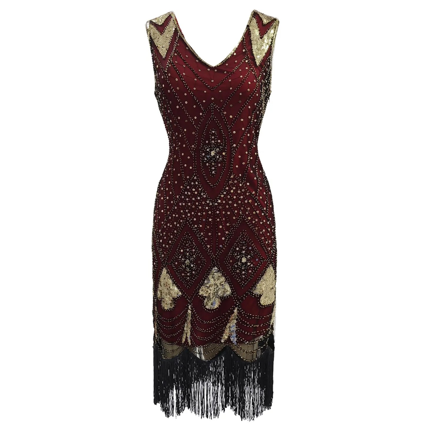1920S Great Gatsby Tasseled Beaded Sequin Party Dress