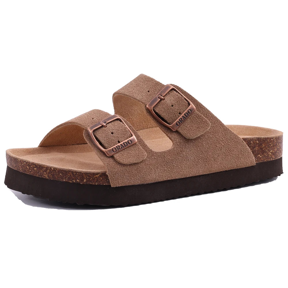 Litfun Leather Cork Slippers