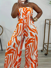 Graphic Printed Strapless Sleeveless Loose Jumpsuit