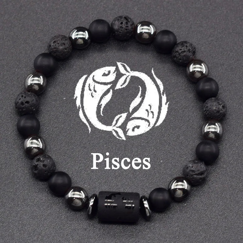 Natural Tiger Eye Stone 12 Zodiac Constellation Bead Bracelet
