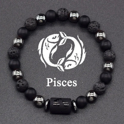Natural Tiger Eye Stone 12 Zodiac Constellation Bead Bracelet