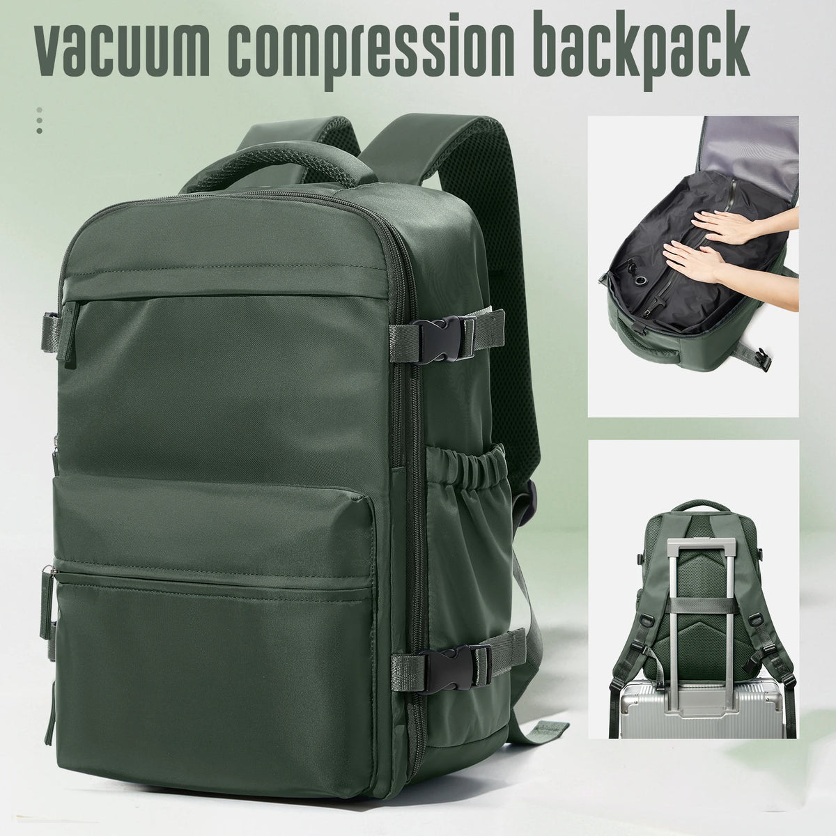 Vacuum Compression Expandable Travel Backpack & Laptop Bag