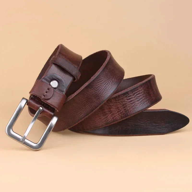 Genuine Leather Pin Buckle Belt