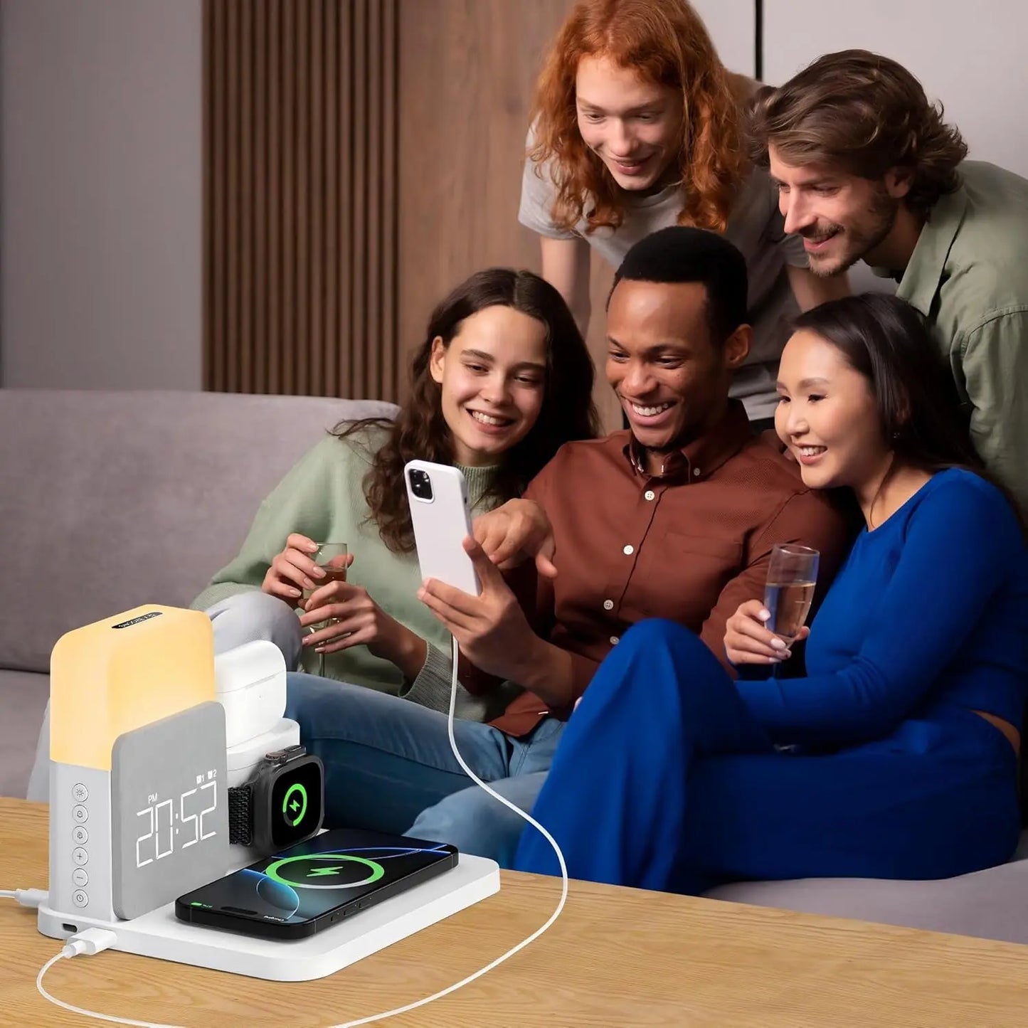 7-in-1 MagSafe Alarm Clock Charger-Wireless Station