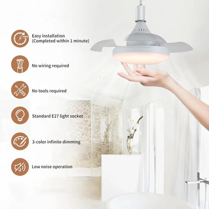 Silent Drone-Style LED Ceiling Fan Light with Remote