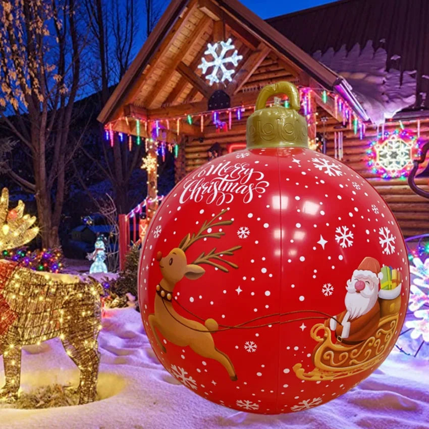 Christmas Inflatable Santa Claus & Reindeer Sled - Outdoor LED Holiday Lawn Decoration
