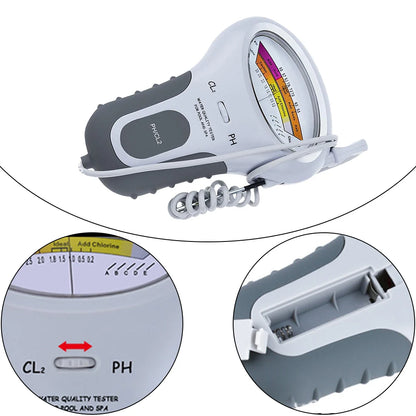 PH Chlorine Cl2 Level Meter Tester with Probe Water Quality Testing Device