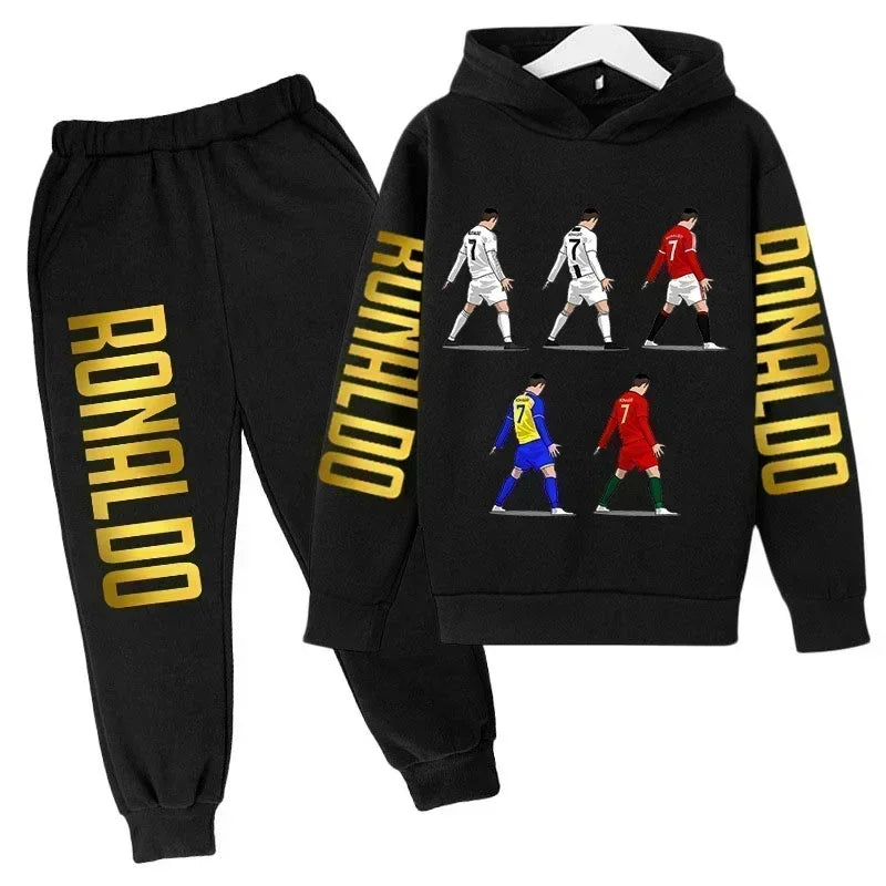 Ronaldo Print Hoodie + Pants Suit Set