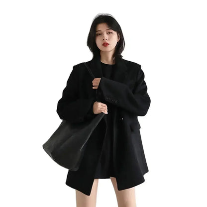 CHIC VEN Women's Elegant Mid-Long Wool Blend Overcoat