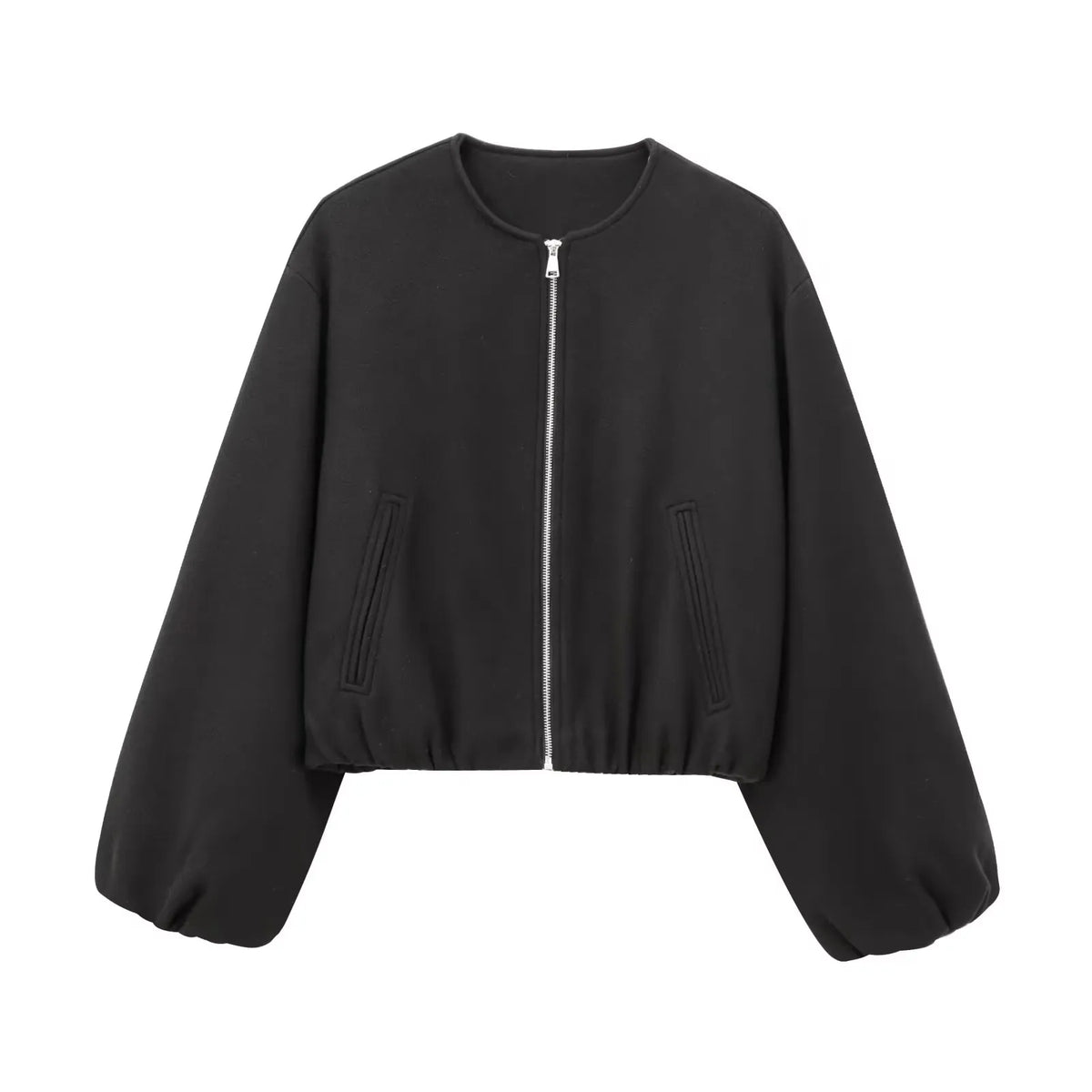 MUJER Women's Casual Cropped Fleece Bomber Jacket
