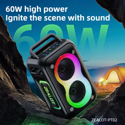 ZEALOT PT02 60W Portable Wireless Party Speaker with Dynamic RGB Lights