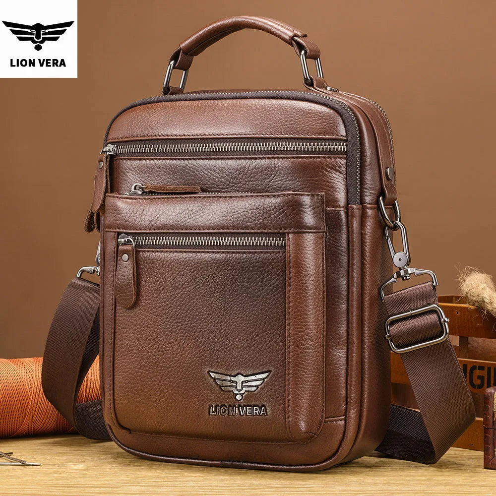 LION VERA Men's Genuine Leather Shoulder Bag & Crossbody Purse