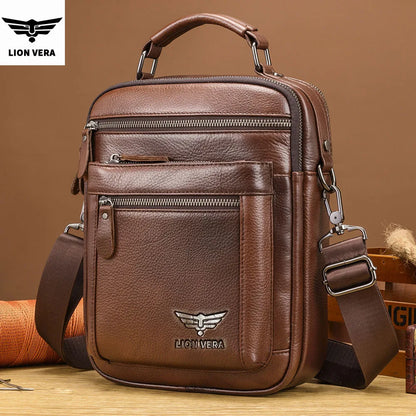 LION VERA Men's Genuine Leather Shoulder Bag & Crossbody Purse