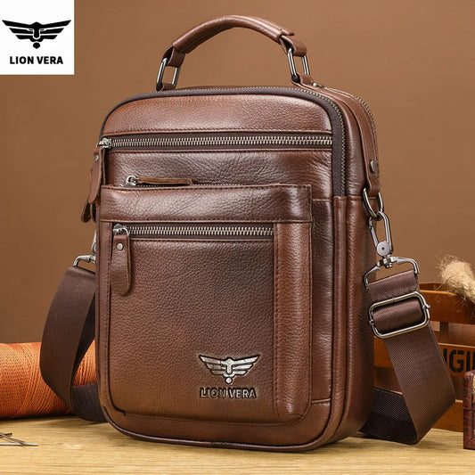 LION VERA Men's Genuine Leather Shoulder Bag & Crossbody Purse