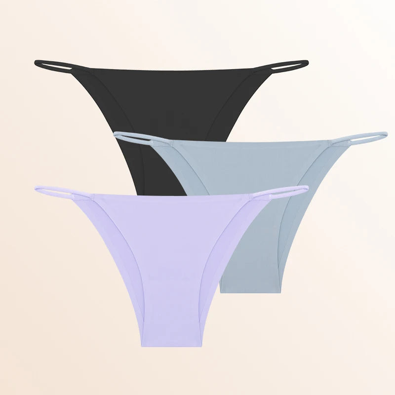 FINETOO 3Pcs Seamless Thin Strap Briefs