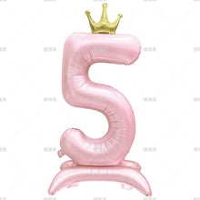 42" Colored Number Stand Foil Balloons with Crown Figures