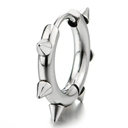 Stainless Steel Spike Huggie Hoop Earrings – Gothic & Punk Unisex Jewelry
