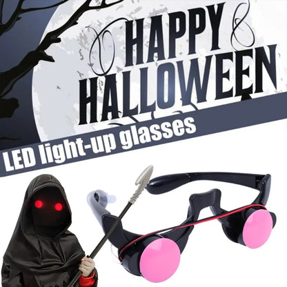 LED Light-Up Red Glowing Eye Glasses – Spooky Halloween Cosplay Glasses with Built-In Batteries