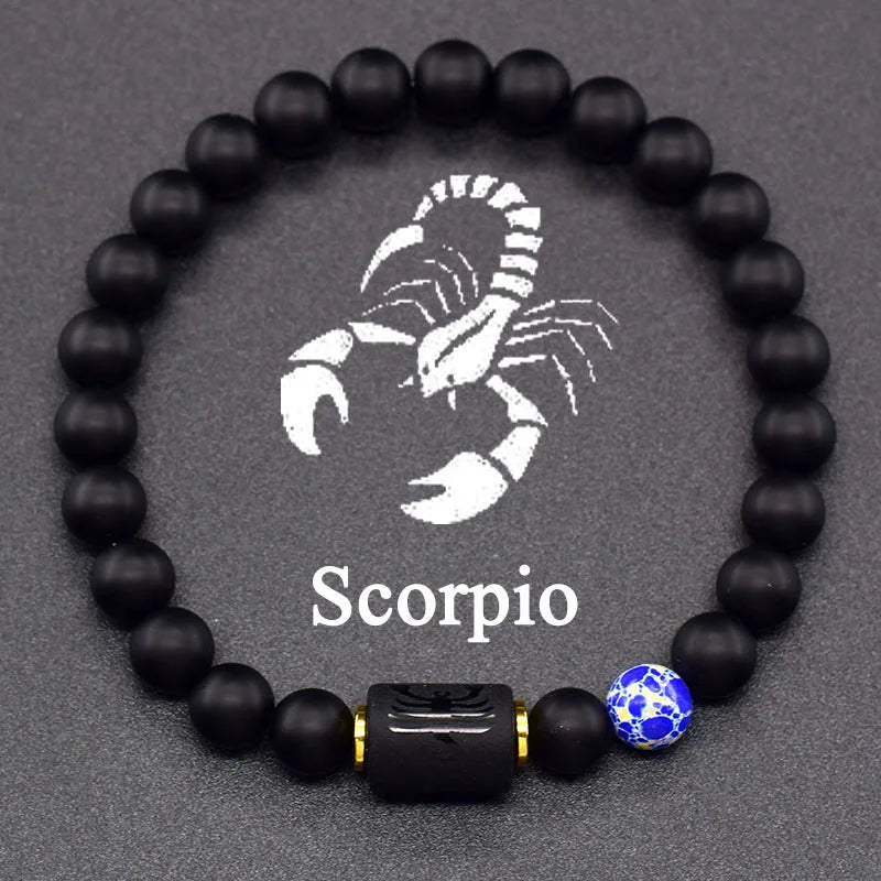 Natural Tiger Eye Stone 12 Zodiac Constellation Bead Bracelet