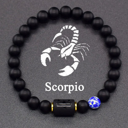 Natural Tiger Eye Stone 12 Zodiac Constellation Bead Bracelet