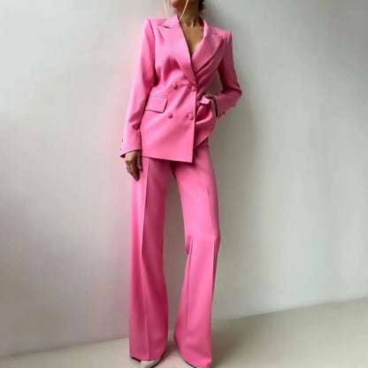 Women's Elegant 2-Piece Double-Breasted Suit Set