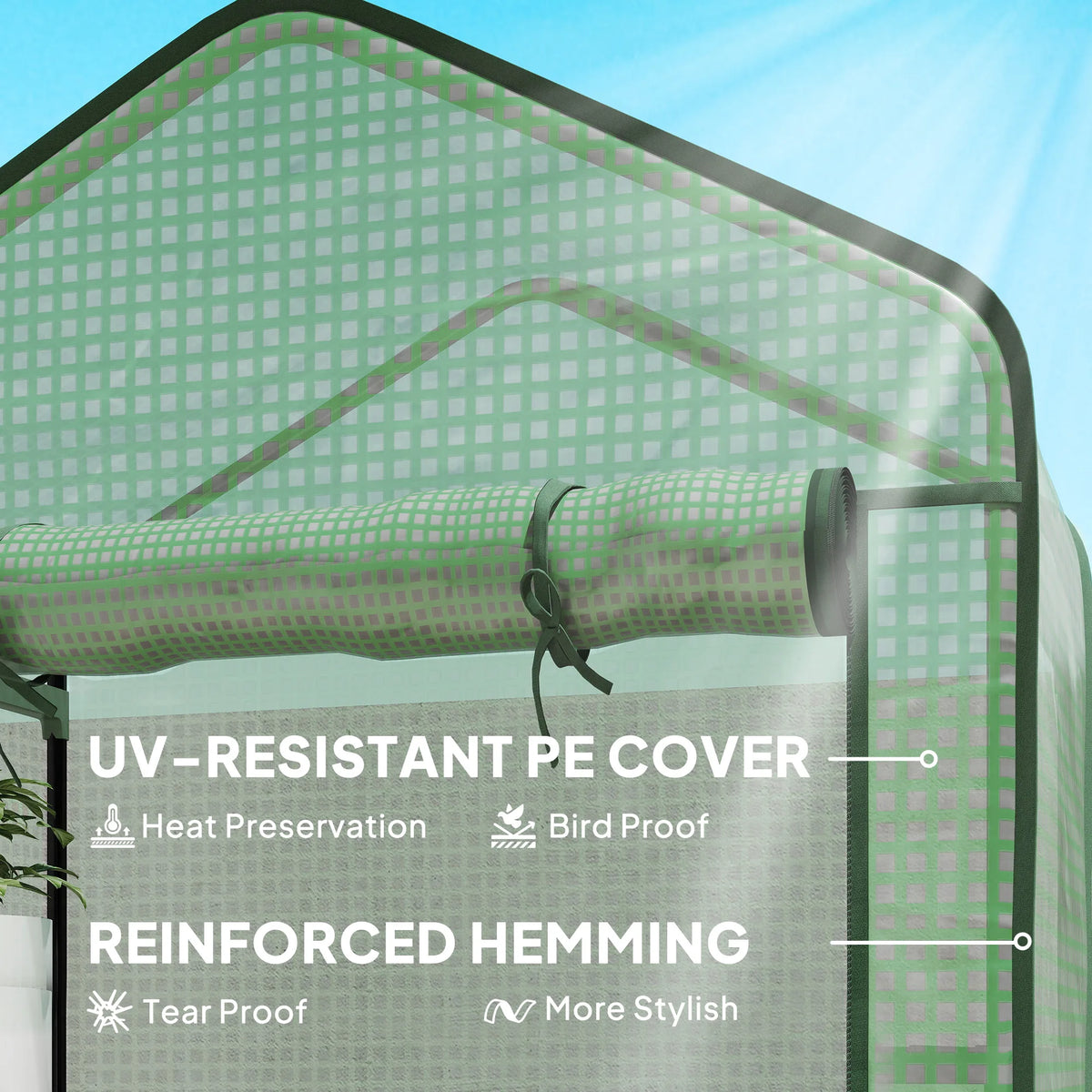 Outsunny 5-Tier Portable Mini Greenhouse with PE Cover & Roll-Up Door