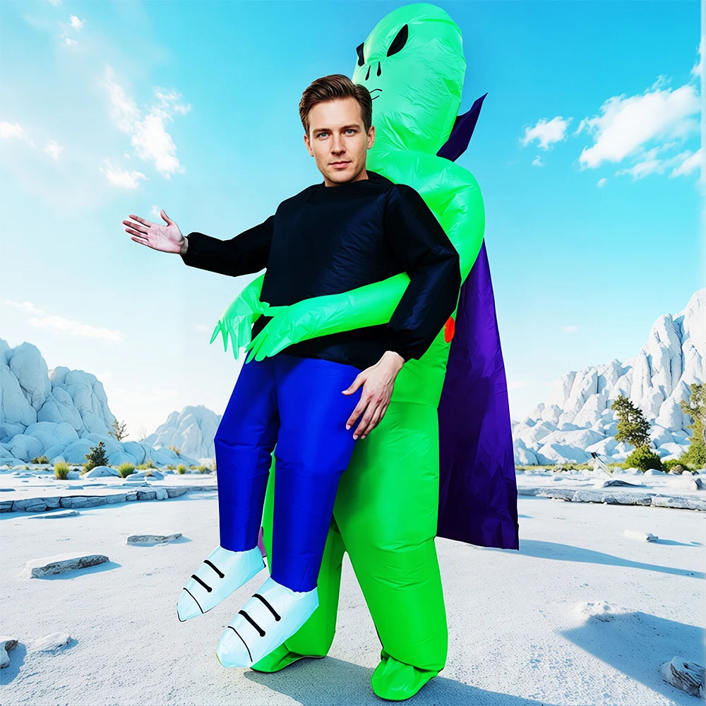 Fancy Funny Mascot Astronaut ET Inflatable Alien Costume Suit - Adult Blow-Up Outfit for Halloween, Purim & Cosplay