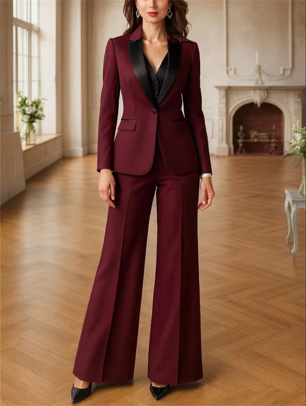 Women's Elegant Formal Business & Event Blazer Pant Suit Set