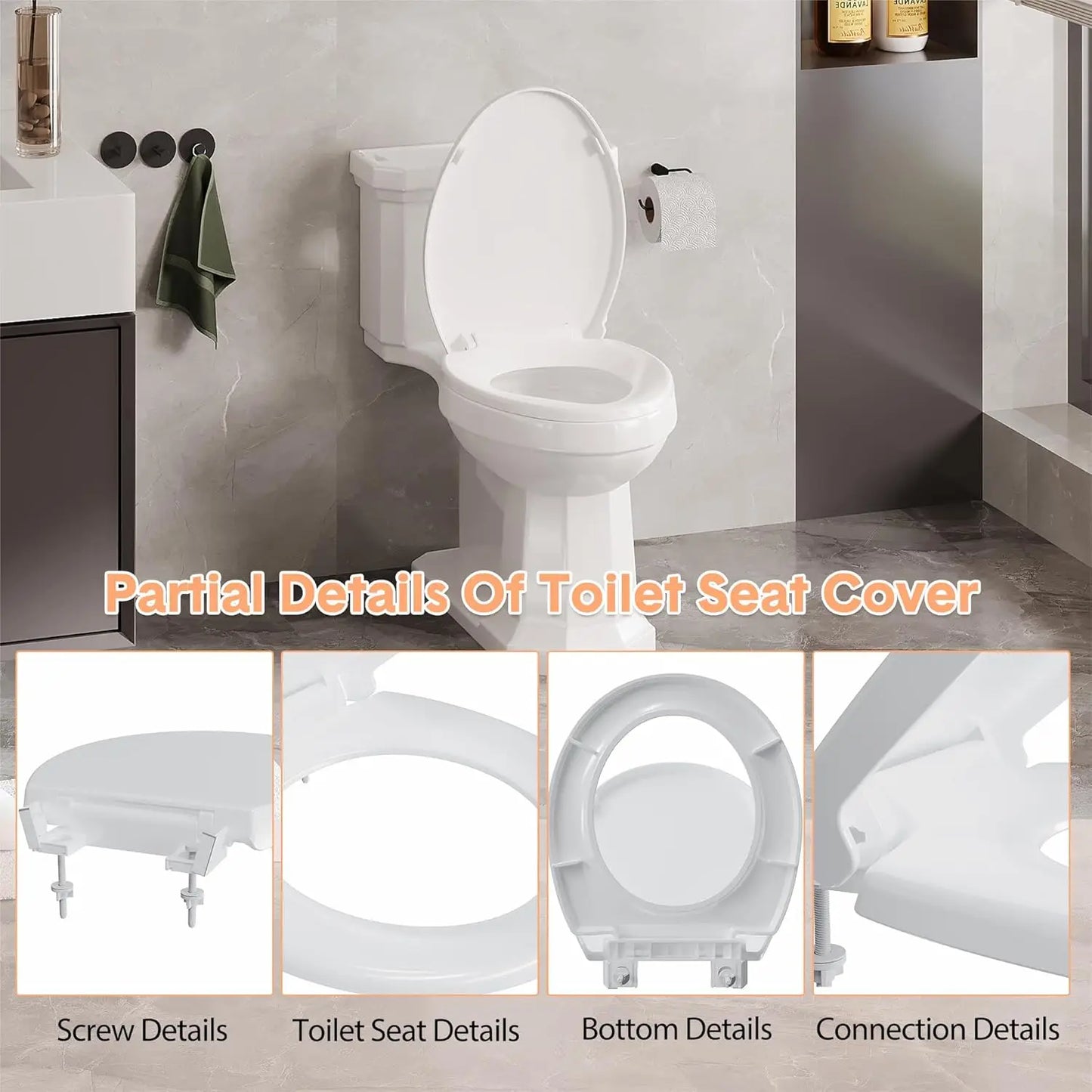 White Quiet-Close Toilet Seat with Built-in Toddler Potty Training Seat