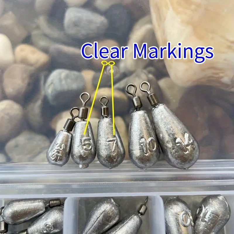 45-Piece Fishing Sinker Weights Kit with Swivels