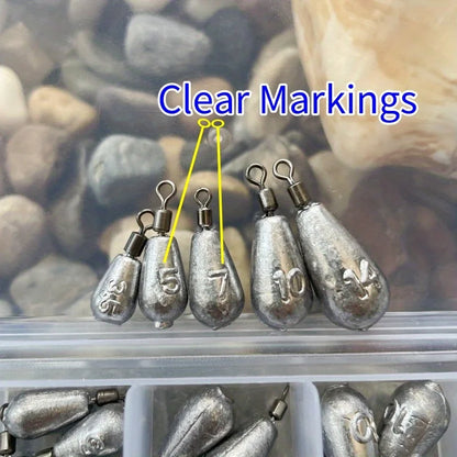 45-Piece Fishing Sinker Weights Kit with Swivels