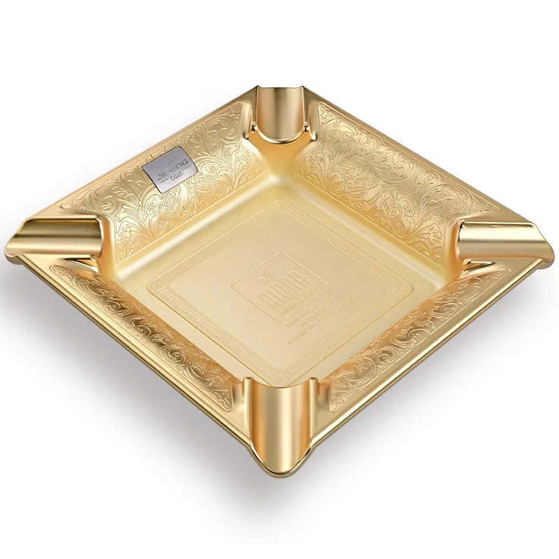 Large Square 4 Slot Copper Ashtray with Engraving