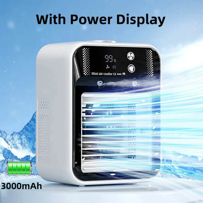 Portable USB Desktop Air Cooler with 1800mAh Battery and Water Tank