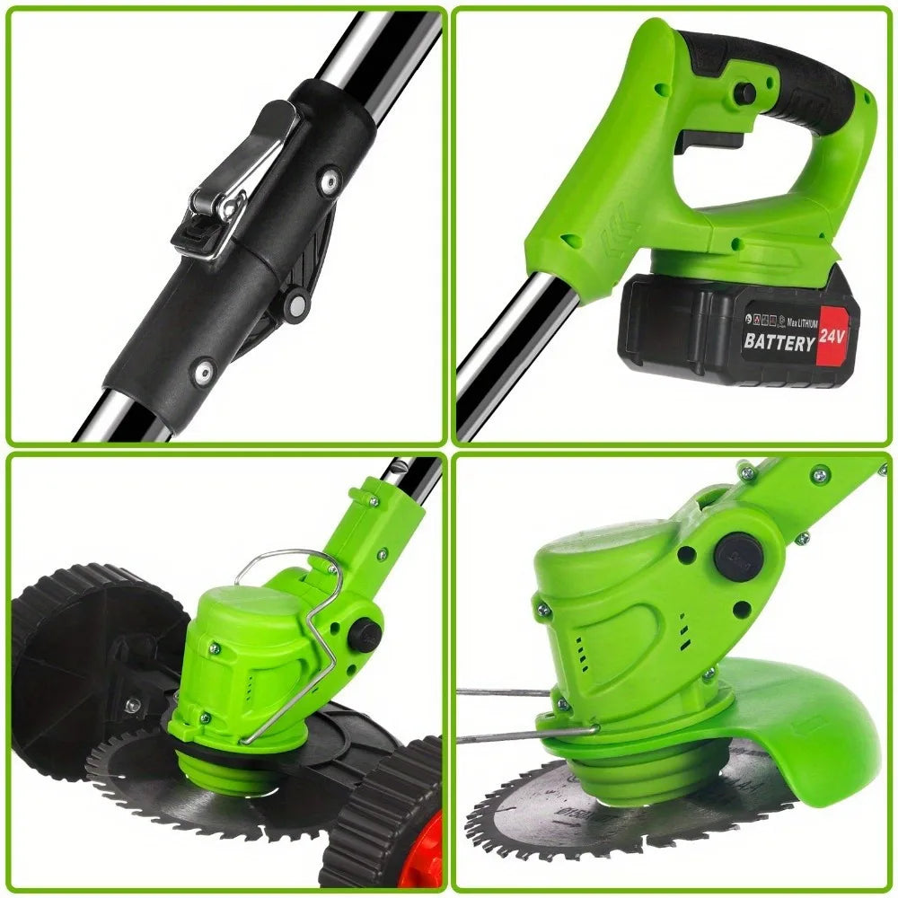 Foldable Brush Cutter Cordless Weed Wacker with 2 Large Capacity Batteries &13 Blades,