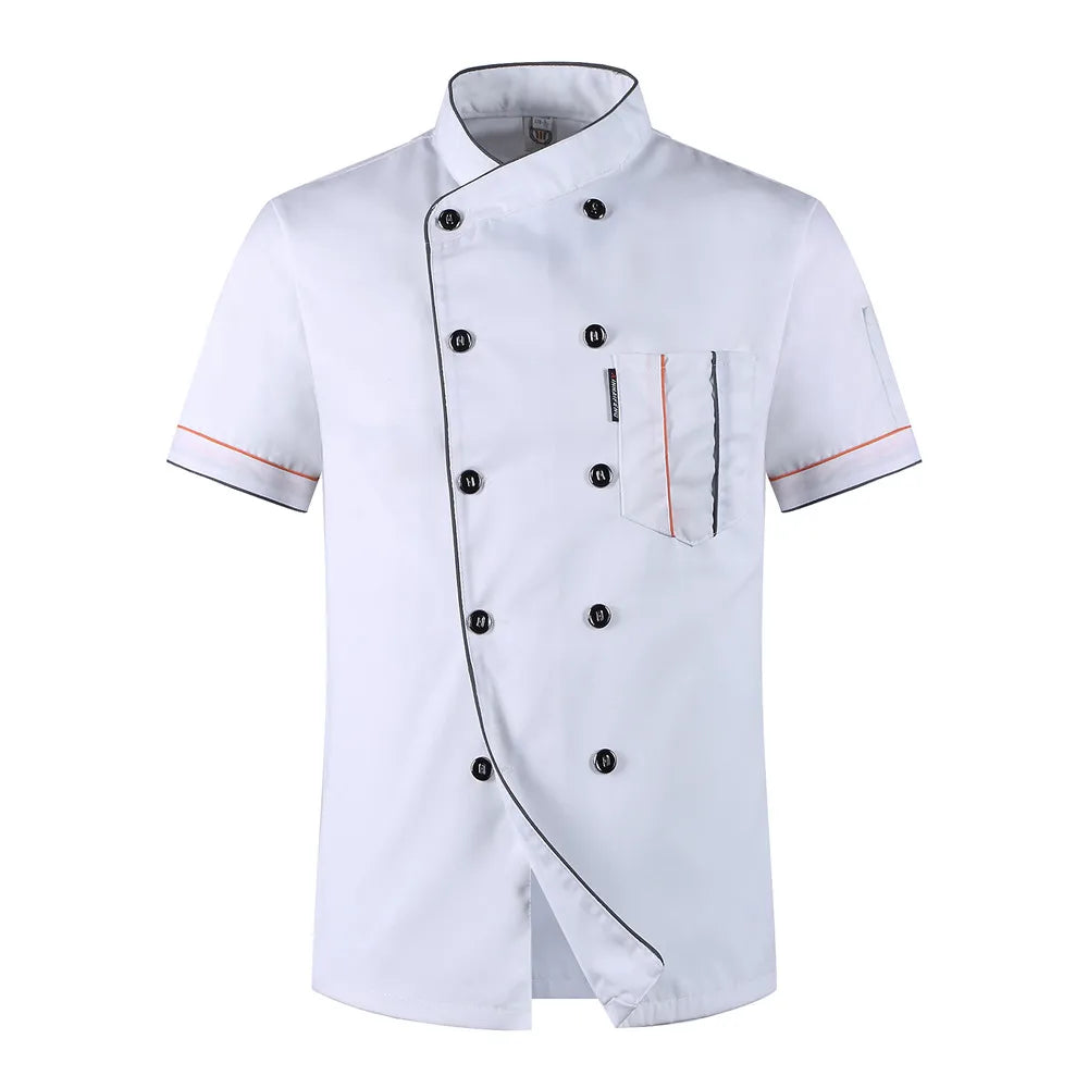 Short Sleeve Breathable Double Breasted Chef Jacket
